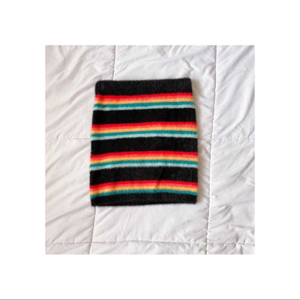 Rainbow Fuzzy Mini Skirt